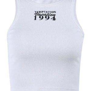 1994 Vintage Ribbed Tank Top - Y2K Summer Essential for Retro Style