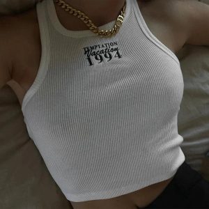 1994 Vintage Ribbed Tank Top - Y2K Summer Essential for Retro Style