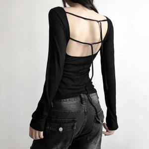 Black Off-Shoulder Ribbed Y2K Top for Trendy Summer Outfits