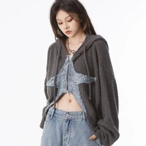 Celestial Shadow Y2K Grunge Hoodie - Retro 90s Fashion Essential