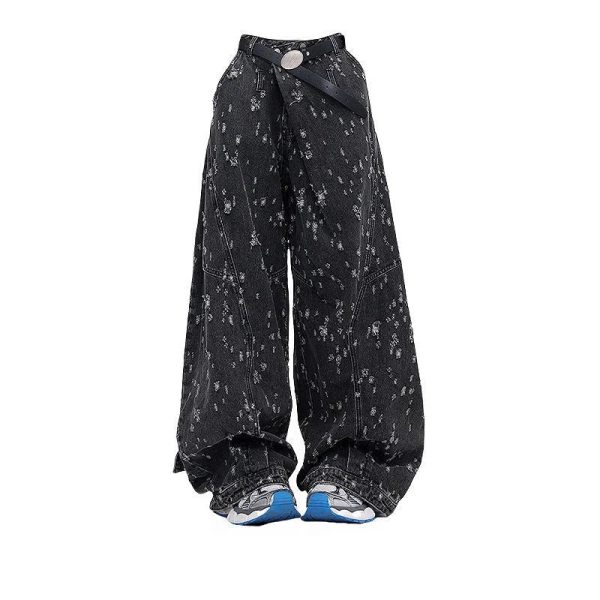 Cosmic Dust Y2K Wide-Leg Jeans for Retro 90s Grunge Summer Outfits