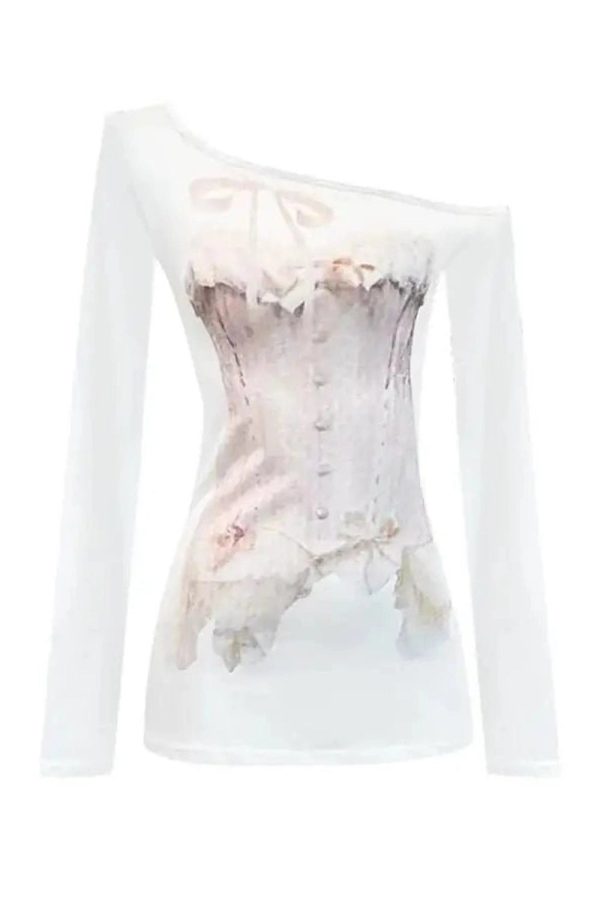 Dreamy Y2K Corset Illusion Off-Shoulder Top for Retro Summer Vibes