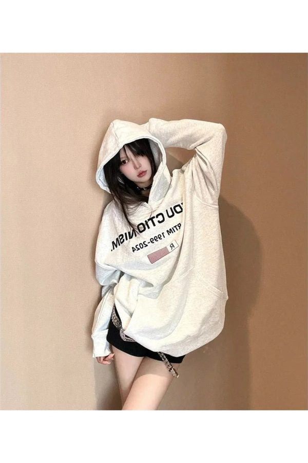 Edgy Y2K Reverse Text Oversized Hoodie for Trendy Summer Vibes