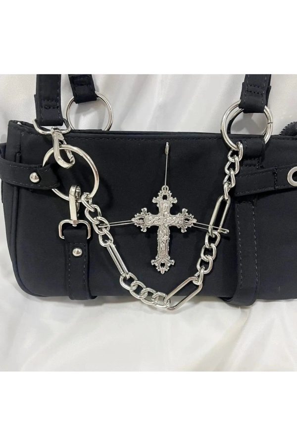 Gothic Cross Chain Shoulder Bag - Y2K Grunge Style Accessory for Outfits