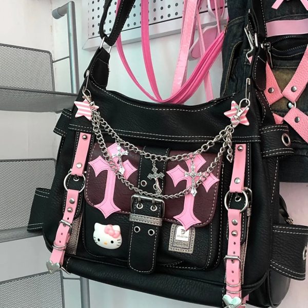 Gothic Kawaii Cross Chain Bag - Y2K Grunge Style Accessory for Outfits