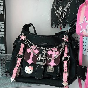 Gothic Kawaii Cross Chain Bag - Y2K Grunge Style Accessory for Outfits