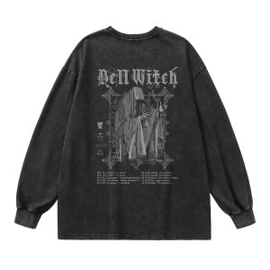 Gothic Y2K Long Sleeve Top - Retro Grunge Style for Summer Outfits