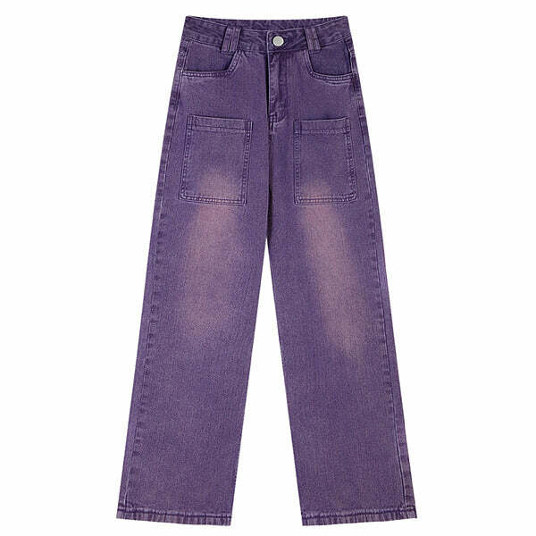 Grunge Purple Baggy Jeans: Y2K Fashion Essential for Retro Summer Vibes