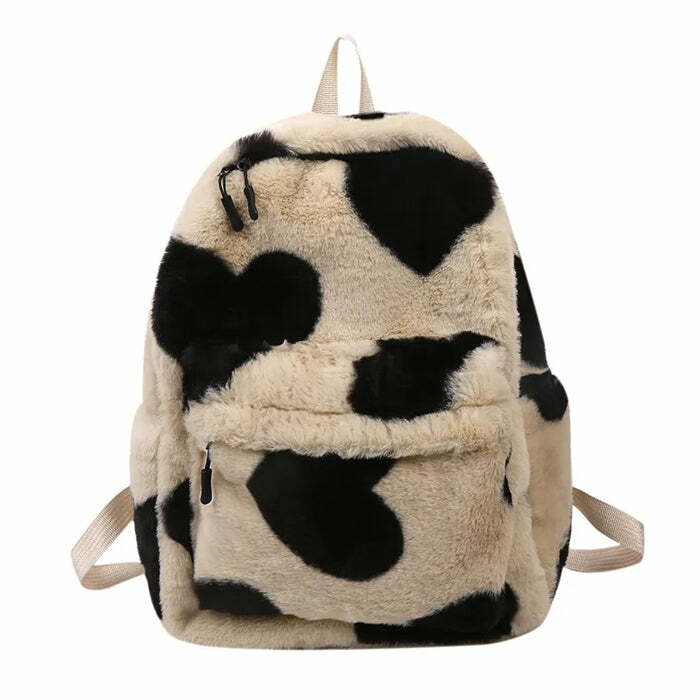 Heart Crush Fuzzy Backpack - Y2K Grunge Style for Trendy Summer Outfits