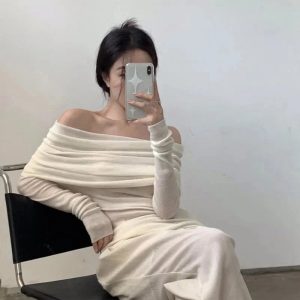 Ivory Y2K Off-Shoulder Wrap Top for Trendy Summer Outfits