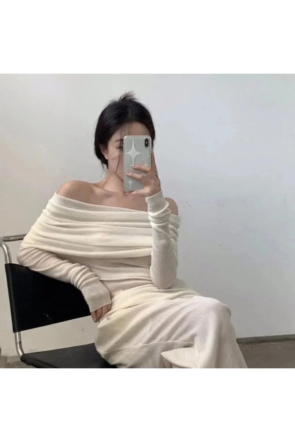 Ivory Y2K Off-Shoulder Wrap Top for Trendy Summer Outfits