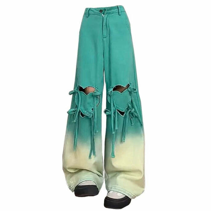 Knee-Heart Gradient Y2K Pants for Trendy Summer Outfits