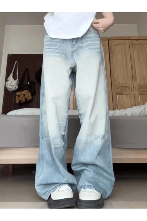 Light Wash Y2K Oversized Baggy Jeans for Retro Summer Outfits