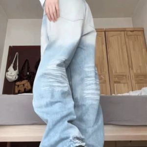 Light Wash Y2K Oversized Baggy Jeans for Retro Summer Outfits