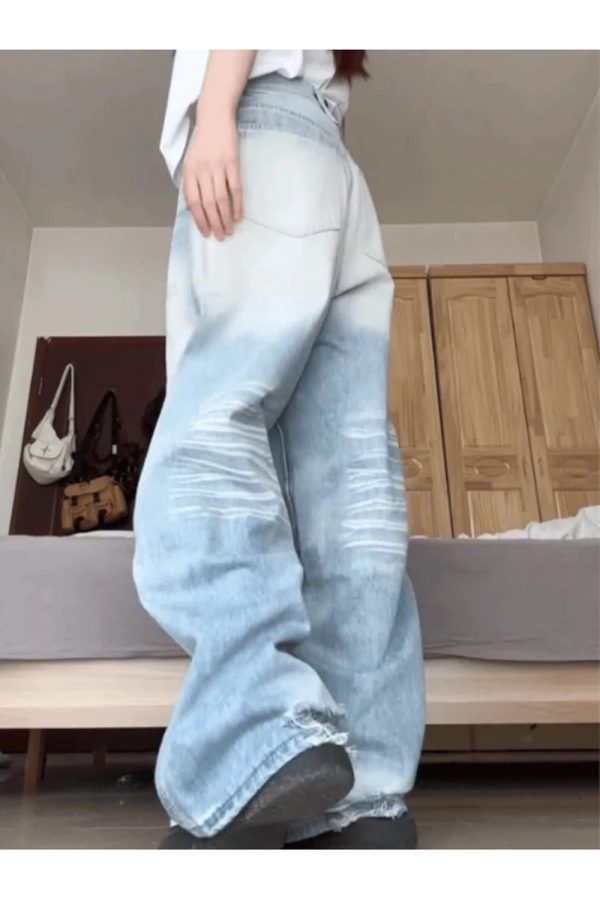 Light Wash Y2K Oversized Baggy Jeans for Retro Summer Outfits