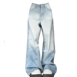 Light Wash Y2K Oversized Baggy Jeans for Retro Summer Outfits