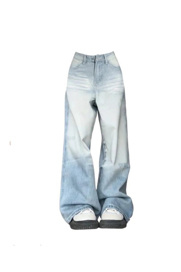 Light Wash Y2K Oversized Baggy Jeans for Retro Summer Outfits