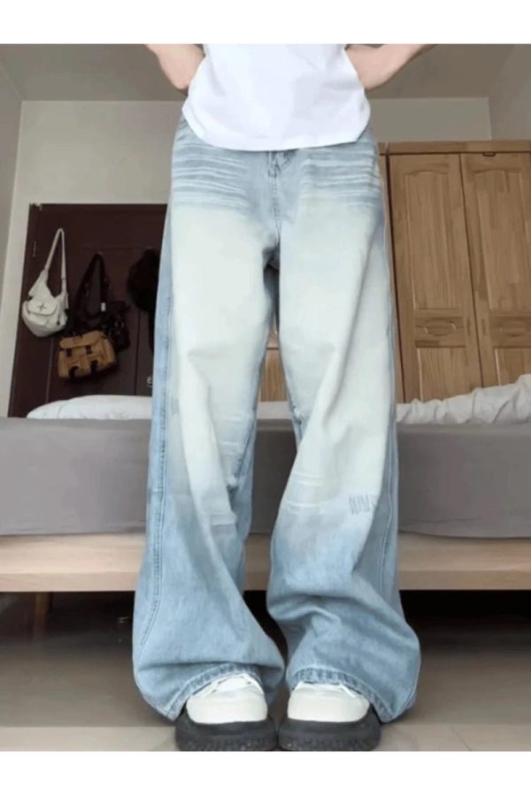 Light Wash Y2K Oversized Baggy Jeans for Retro Summer Outfits