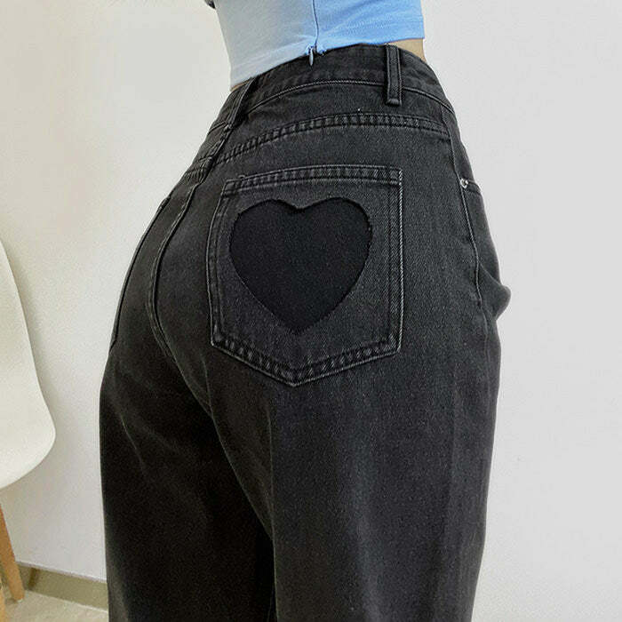 Love Bites Y2K Gradient Jeans - Retro 90s Grunge Summer Outfit