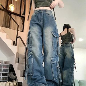 Midnight Y2K Utility Cargo Jeans for Retro Summer Outfits