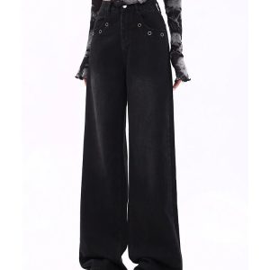 Midnight Y2K Wide-Leg Jeans for Retro 90s Grunge Summer Outfits