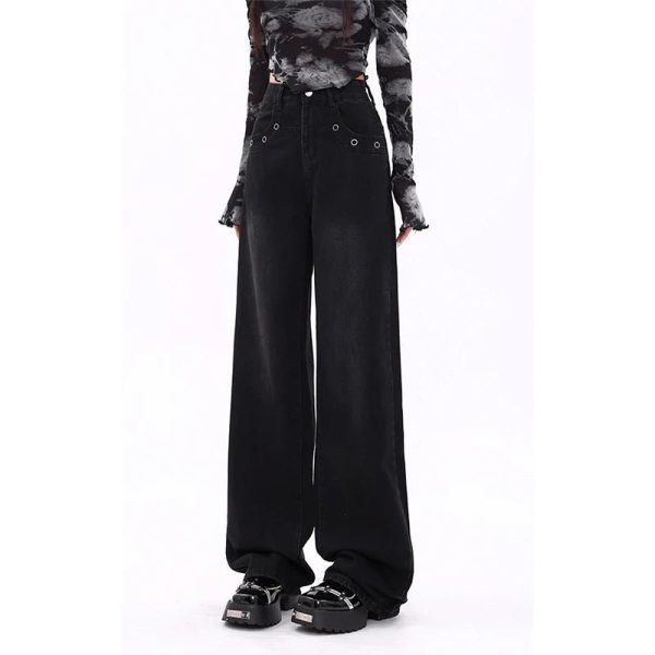 Midnight Y2K Wide-Leg Jeans for Retro 90s Grunge Summer Outfits