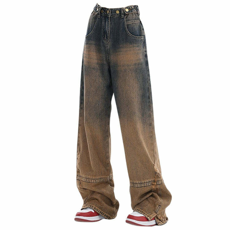 One Way Ticket Y2K Brown Aesthetic Jeans for Retro Summer Vibes