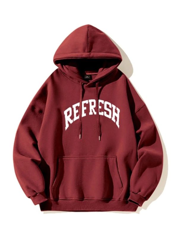 Oversized Maroon Graphic Hoodie - Y2K Grunge Style for Effortless Cool