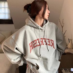 Oversized Maroon Graphic Hoodie - Y2K Grunge Style for Effortless Cool