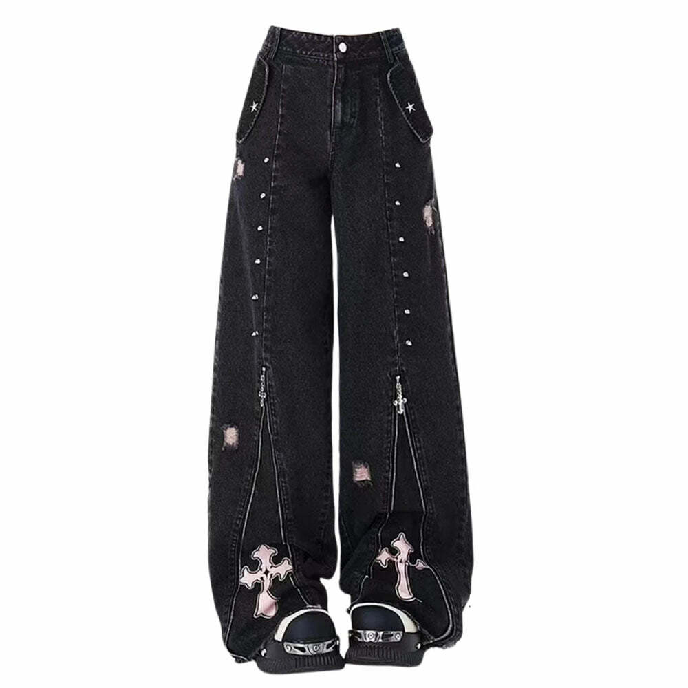 Pastel Goth Baggy Jeans: Y2K Grunge Style for Effortless Summer Vibes