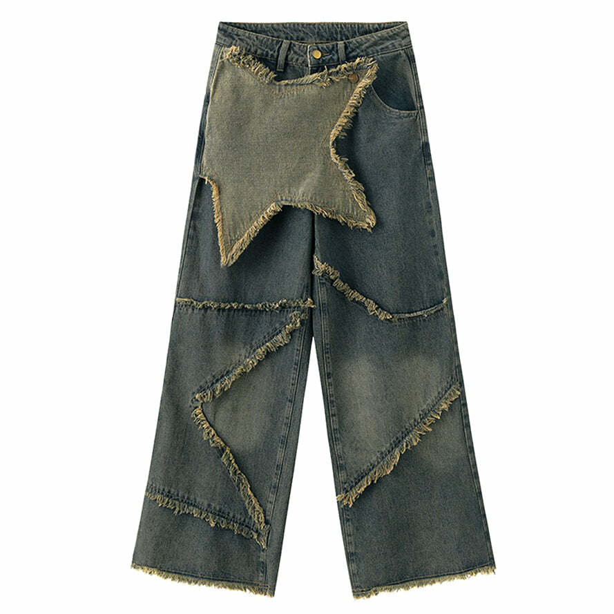 Rock The Scene Y2K Grunge Star Jeans for Retro Summer Vibes