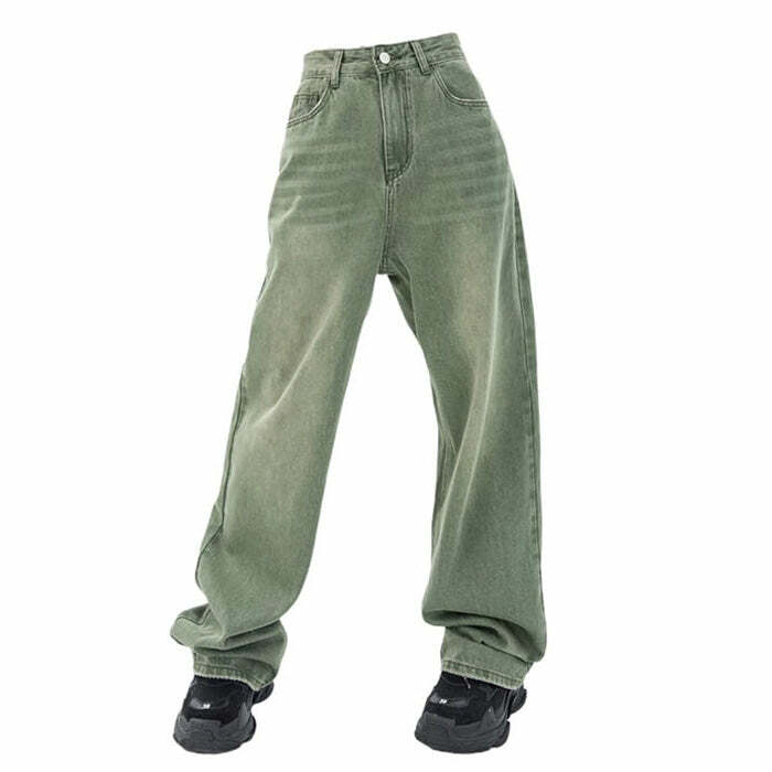 Sage Green Y2K Baggy Jeans for Trendy Summer Outfits and Retro Vibes