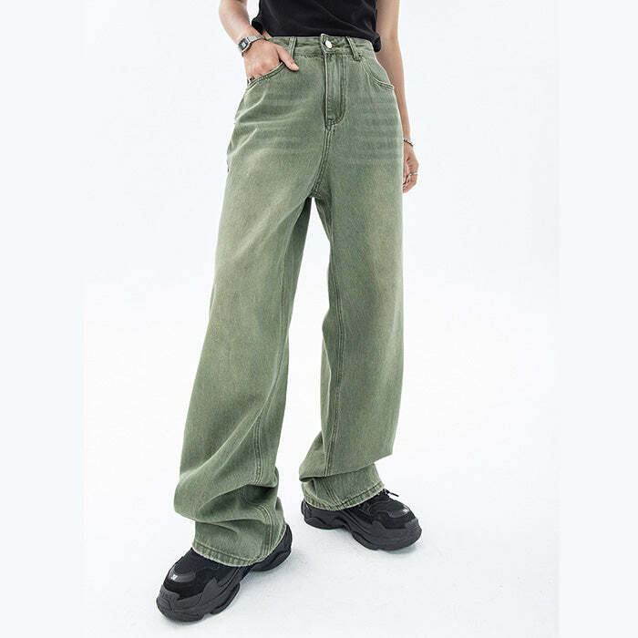 Sage Green Y2K Baggy Jeans for Trendy Summer Outfits and Retro Vibes