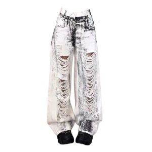 Shattered Chaos Y2K Ripped Jeans for Grunge and Retro Summer Vibes