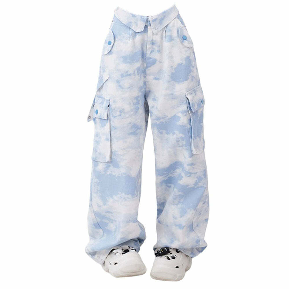 Sky Blue Y2K Cargo Pants for Trendy Summer Outfits and Retro Vibes