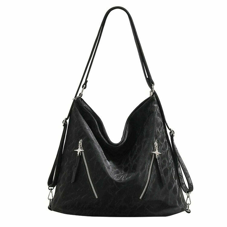 Star Child Y2K Zipper Tote Bag - Retro 90s Grunge Style Accessory