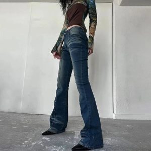 Stellar Studded Y2K Flare Jeans for Retro 90s Grunge Outfits