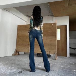 Stellar Studded Y2K Flare Jeans for Retro 90s Grunge Outfits