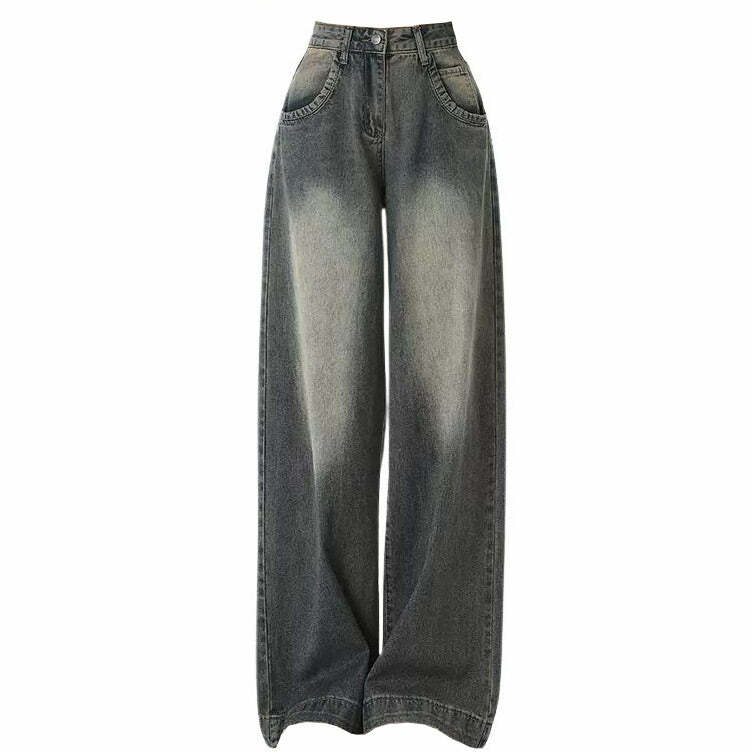 Trendy Black Washed Out Jeans for Y2K Grunge and 90s Fashion Vibes