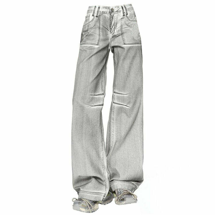 Trendy Y2K Silver Jeans for a Chic Retro Summer Look