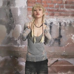 Urban Edge Y2K Fishnet Top: Grunge-Inspired Summer Party Essential