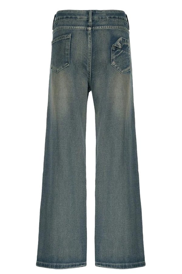 Vintage Washed Baggy Jeans - Y2K Grunge Style for Effortless Summer Vibes