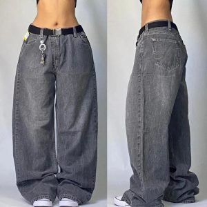 Vintage Washed Baggy Jeans - Y2K Grunge Style for Effortless Summer Vibes