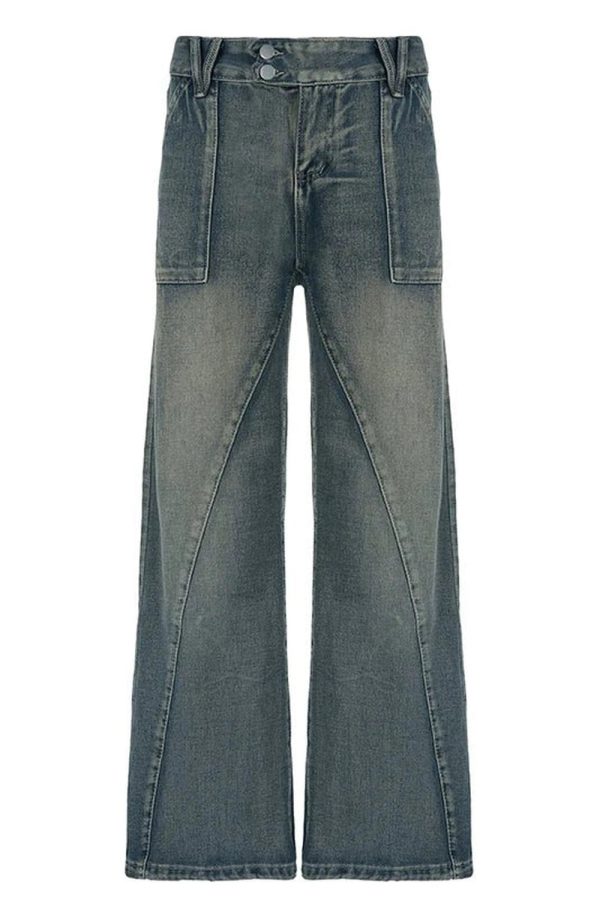 Vintage Washed Baggy Jeans - Y2K Grunge Style for Effortless Summer Vibes