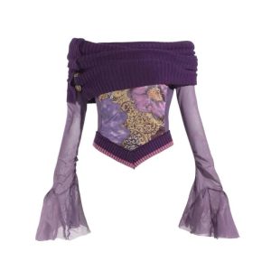 Violet Witch Y2K Velvet Top: Retro Grunge Style for Summer Outfits