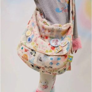 Whimsical Wonderland Y2K Plush Bag for Retro Summer Outfits