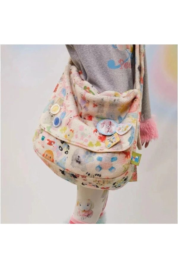 Whimsical Wonderland Y2K Plush Bag for Retro Summer Outfits