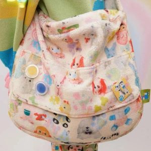 Whimsical Wonderland Y2K Plush Bag for Retro Summer Outfits