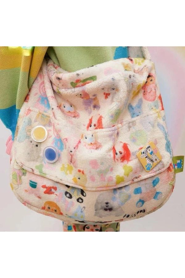 Whimsical Wonderland Y2K Plush Bag for Retro Summer Outfits