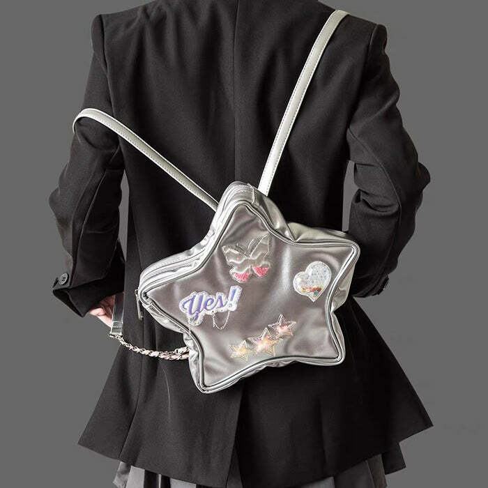 Y2K Aesthetic Star-Shaped Backpack for Retro Style and Summer Outfits